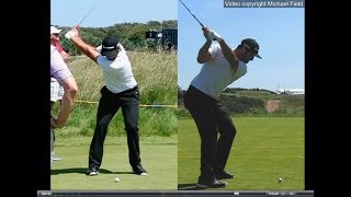 Jon Rahm golf swing  Long Iron faceon amp downtheline July 2017 [upl. by Balfour]