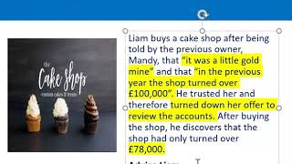 How to apply misrepresentation Liam cupcake scenario [upl. by Gnivre]