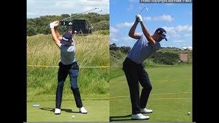 Justin Thomas golf swing  Long Iron faceon amp downtheline July 2017 [upl. by Lidaa726]