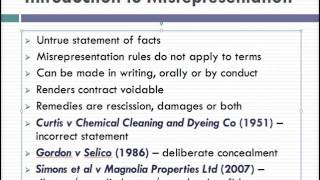 Misrepresentation Lecture 1 of 4 [upl. by Skyler747]